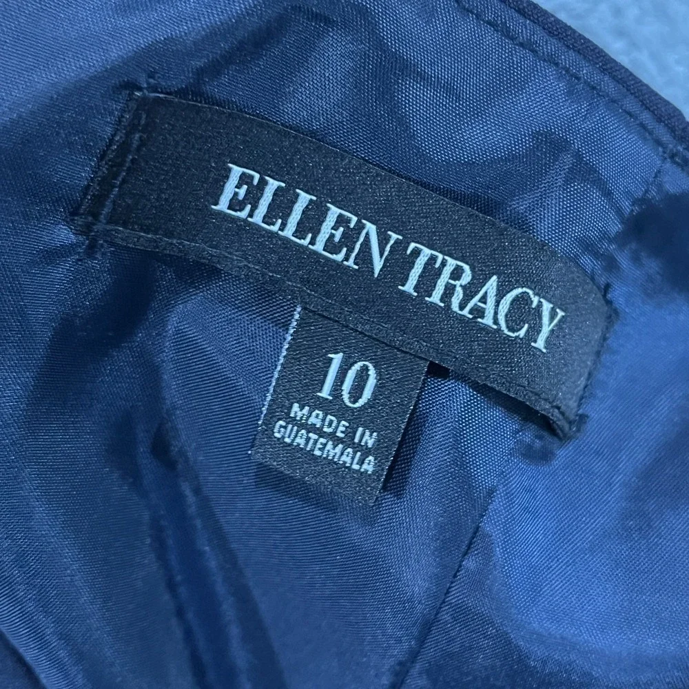 Ellen Tracy Skirt Womens 10 Metallic Navy Blue Career Office Lined Zip‎